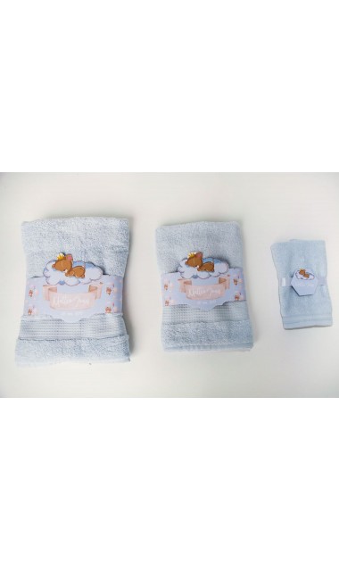 Trusou de botez pentru baieti cu ursuleti si baloane de aer cald, Puf Teddy Bear 17